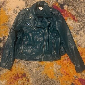 Nine West Teal Leather Jacket